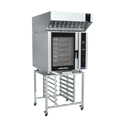 Turbofan E35D6-30 - Full Size Digital / Electric Convection Ovens with Halton Ventless Hood on a Stainless Steel Stand