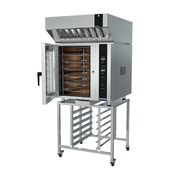 Turbofan E35D6-30 - Full Size Digital / Electric Convection Ovens with Halton Ventless Hood on a Stainless Steel Stand