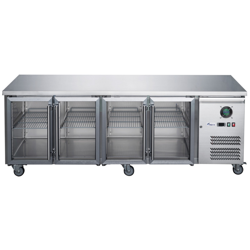 FED-X Four Glass Door Bench Fridge  - XUB7C22G4V