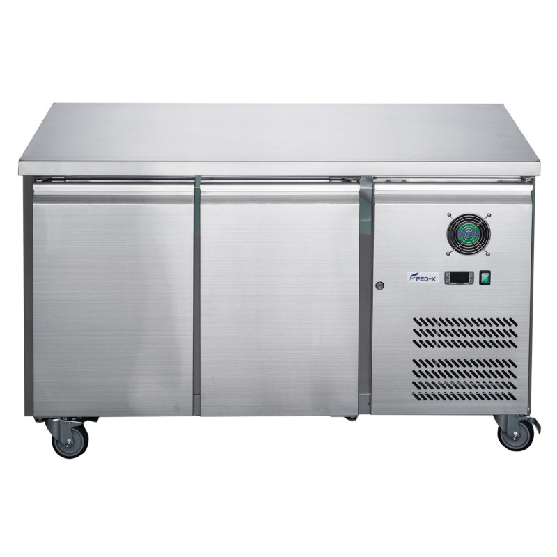 FED-X Stainless Steel Two Door Bench Freezer - XUB7F13S2V