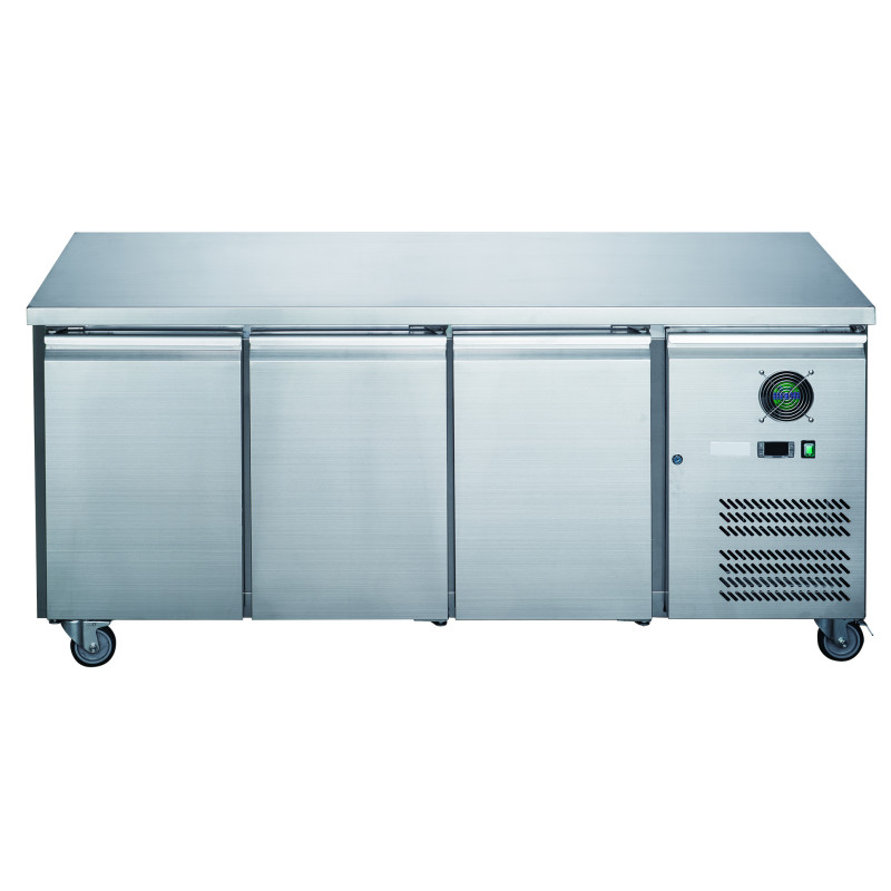 FED-X Stainless Steel Three Door Bench Freezer - XUB7F18S3V