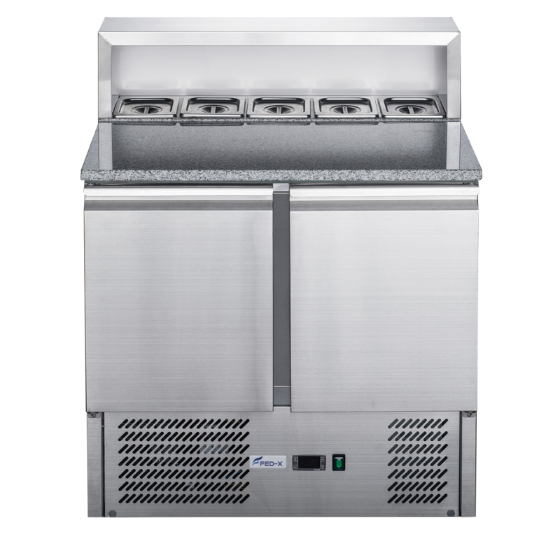 FED-X Two Door Salad Prep Fridge with Marble Top - XGNS900E