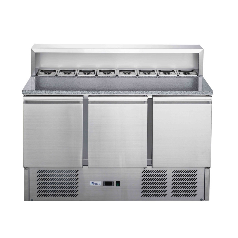 FED-X Three Door Salad Prep Fridge with Marble Top - XGNS1300E