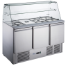 FED-X Three Door Salad Prep Fridge with Glass Top - XS903GC