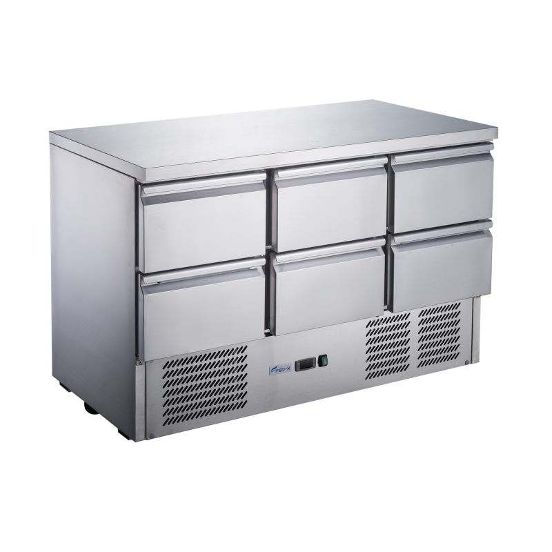 FED-X Six Drawer Salad Prep Fridge - XGNS1300D-6D