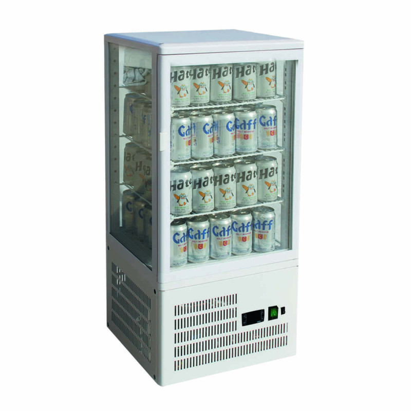Thermaster Four-Sided Countertop Beverage Display Fridge White - TCBD78W