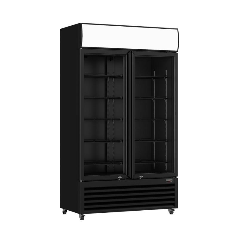 Thermaster Two Sliding Glass Door Colourbond Upright Drink Fridge Black LG-1000SDBP