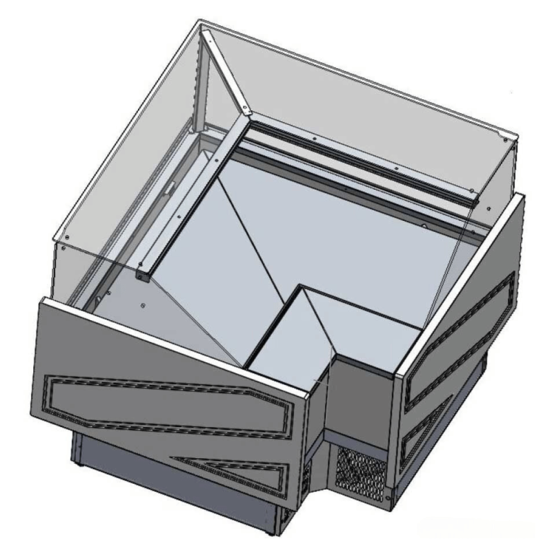 Tecnodom Series MR80 Black Corner Deli Display w/ Storage and Castors TDMR-08E