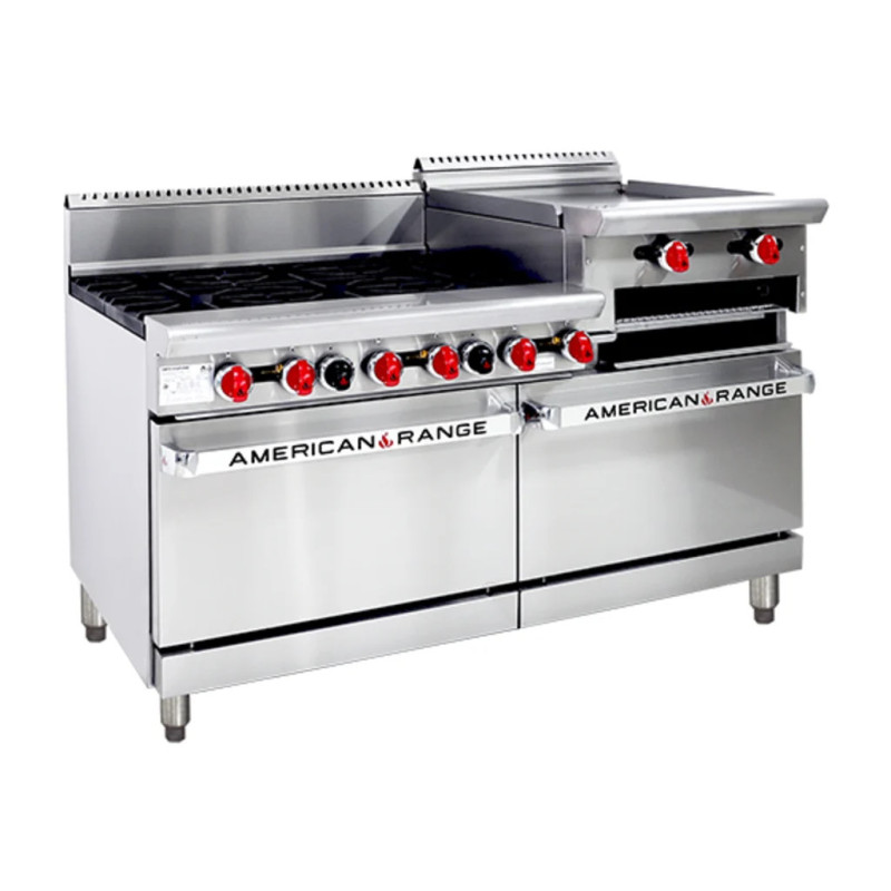 American Range AAR.6B.24RG 6 x Burner Top with 609mm raised Griddle Plate 2 x Gas Ovens