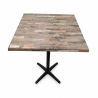 Used Werzalit Bar Table Distressed Square Wood Top And Black Steel Base - ST26UK132