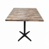 Used Werzalit Bar Table Distressed Square Wood Top And Black Steel Base - ST26UK132