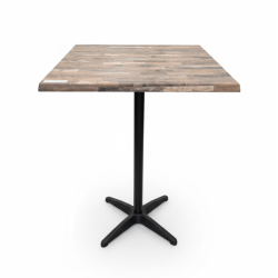 Used Werzalit Bar Table Distressed Square Wood Top And Black Steel Base - ST26UK132