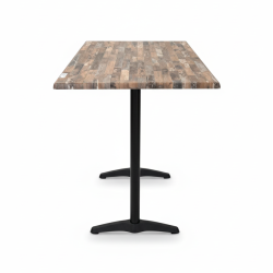 Used Werzalit Bar Table Distressed Wood Rectangular Top Steel Base - ST26UK133