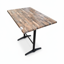 Used Werzalit Bar Table Distressed Wood Rectangular Top Steel Base - ST26UK133