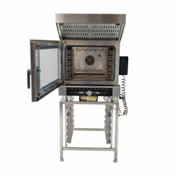 Used Turbofan EC40D5+CEH Electric 5 Tray Combi Oven With Extraction Hood And Stand - ST26UK103