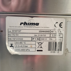 Used Rhima VU-50 Undercounter Dishwasher/Glasswasher - ST26UK142