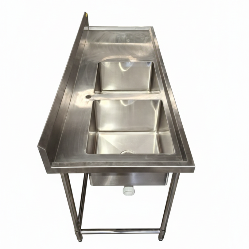Used Stainless Steel Double Sink Bench 1800mm Wide - ST26UK241