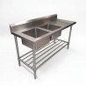 Used Stainless Steel 1800mm Wide Double Sink Bench - ST26UK243
