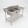 Used Stainless Steel 1800mm Wide Double Sink Bench - ST26UK243