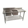 Used Stainless Steel 1800mm Wide Double Sink Bench - ST26UK243