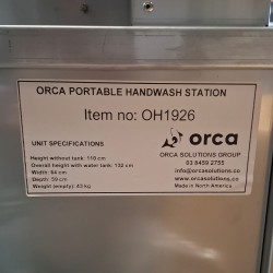 Never Used Orca OH1926 Portable Wash Sink Station - ST26UK247