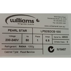 USED Williams Pearl Star LPS2SDCB 2 Door Freezer