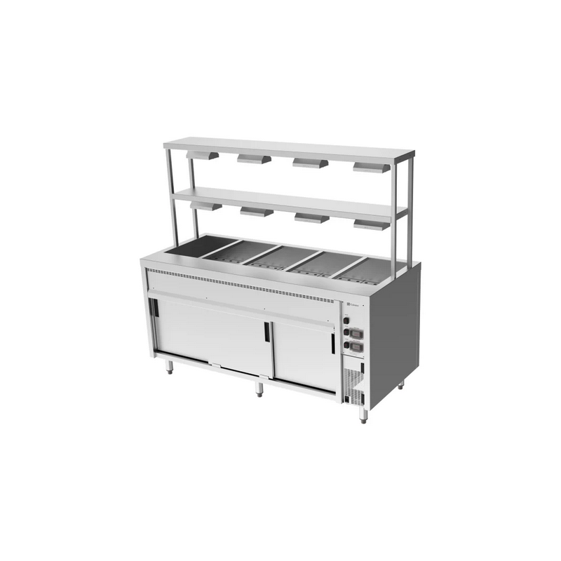 Culinaire Bain Marie Hot Cupboards Island With 2 Tier Heated Gantry - CH.BMH.I.GDD.5