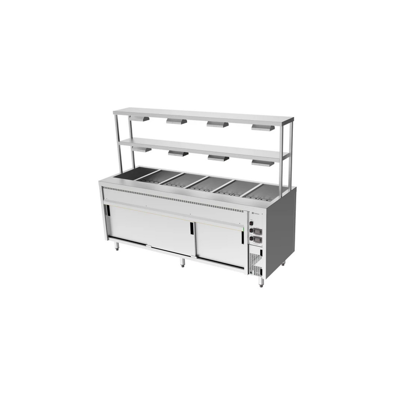 Culinaire Bain Marie Hot Cupboards Island With 2 Tier Heated Gantry - CH.BMH.I.GDD.6