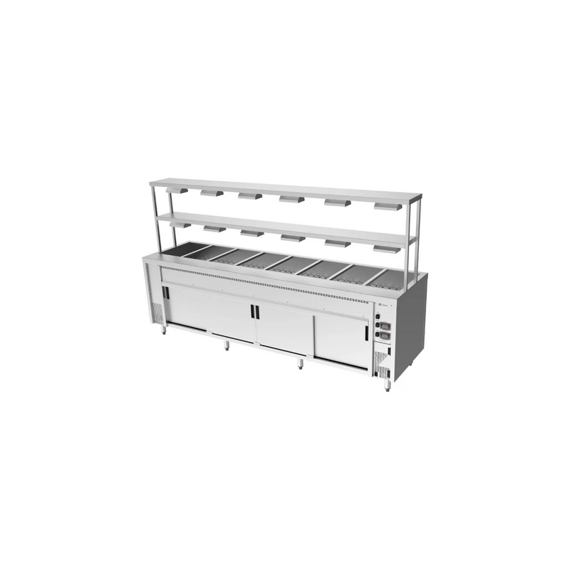 Culinaire Bain Marie Hot Cupboards Island With 2 Tier Heated Gantry - CH.BMH.I.GDD.8