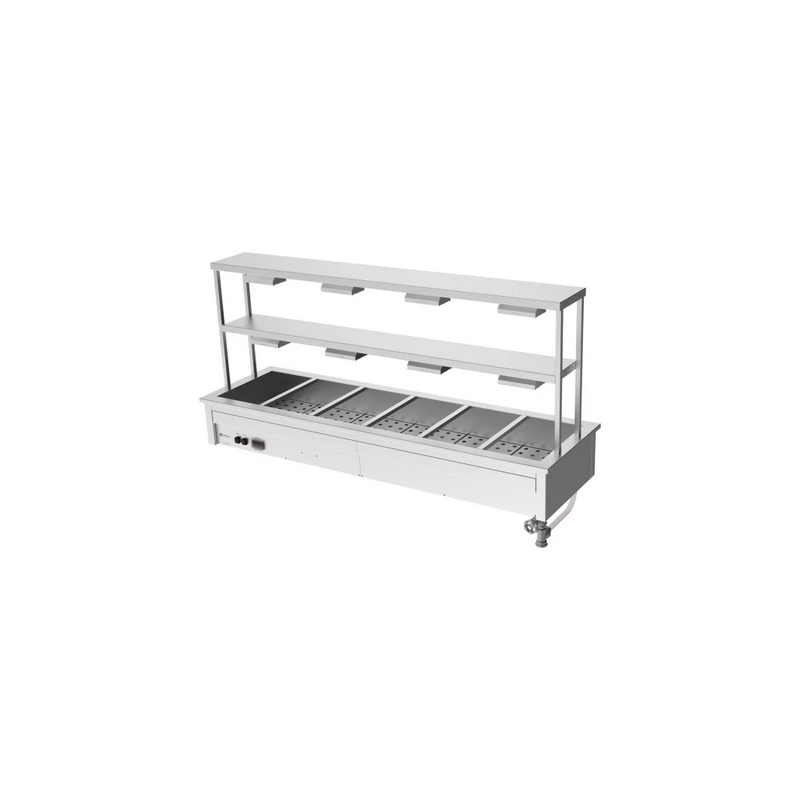 Culinaire Drop In Bain Marie with Double Gantry & Heat Lamps to Both Shelves - CH.BM.D.GDD.6