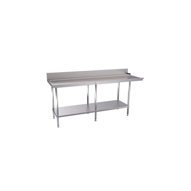 Simply Stainless SS07.2100L Dishwasher Bench 600 Series - 2100mm Wide - Left Hand Outlet4 x baskets wide
