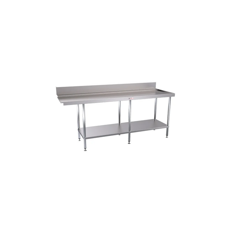 Simply Stainless SS07.2100R Dishwasher Bench 600 Series - 2100mm Wide - Right Hand Outlet4 x baskets wide
