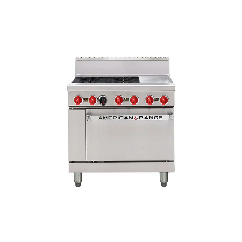 American Range AAR.4B.12G 4 x Burner Top with 304mm Griddle Plate Gas Oven