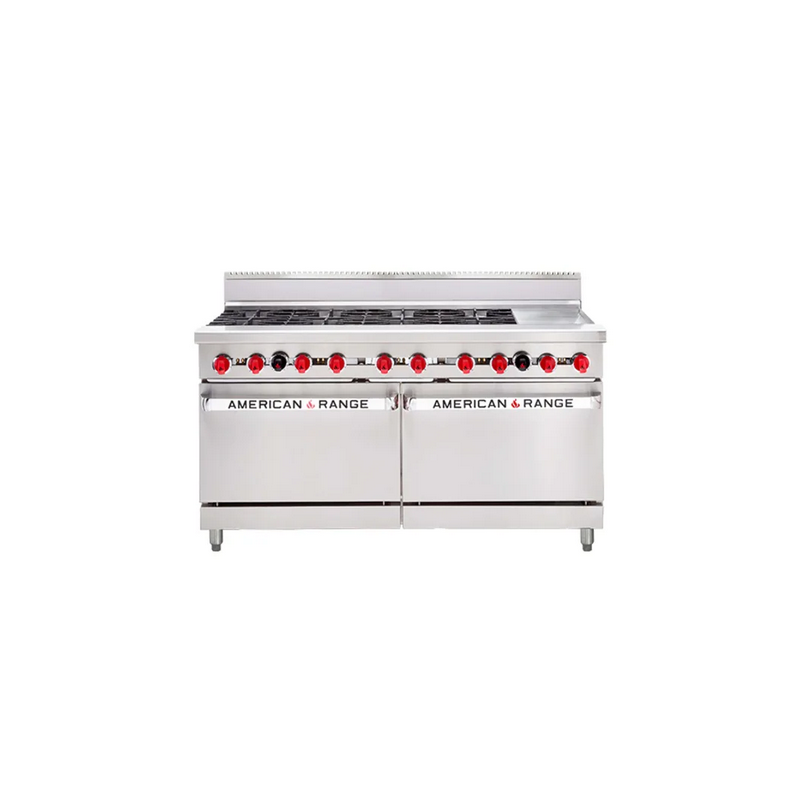 American Range AAR.8B.12G 8 x Burner Top with 304mm Griddle Plate 2 x Gas Ovens