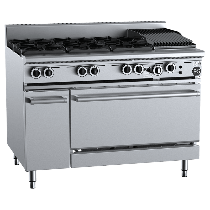 B+S COMMERCIAL KITCHENS - COMBI OVEN WITH CHAR BROILER-OV-SB6-CBR3