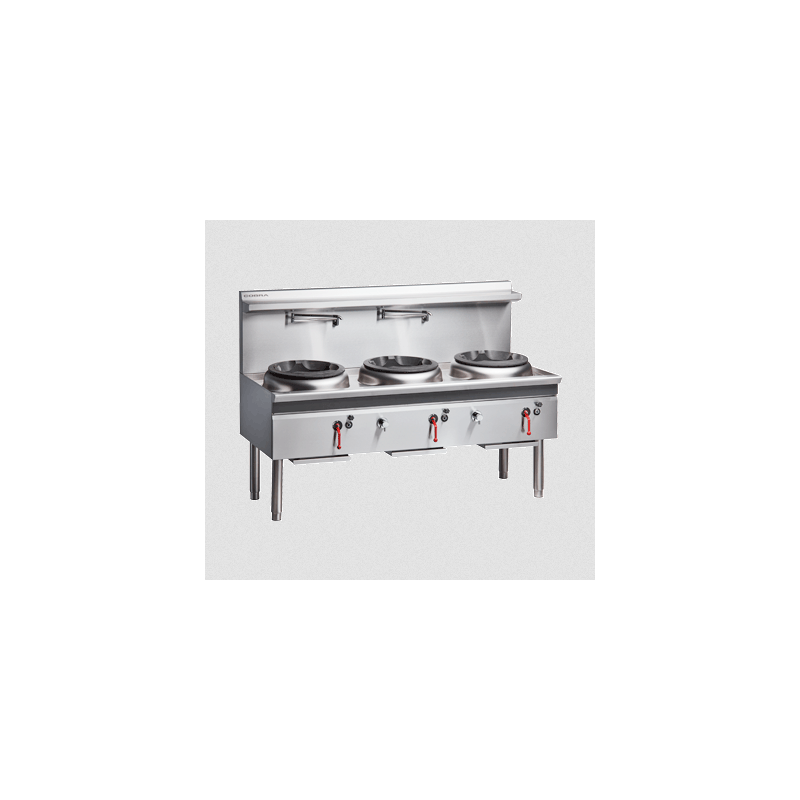 Cobra CW3H-CCD - 1800mm Gas Waterless Wok with 2 Chimney burners and 1 Duckbill burner