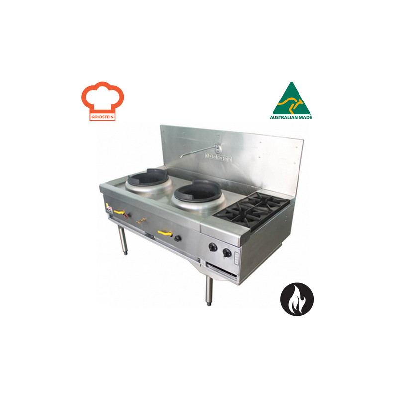 Goldstein CWA2B2 2 Hole Wok Burner 356mm Dual Ring  and 2 Open burners
