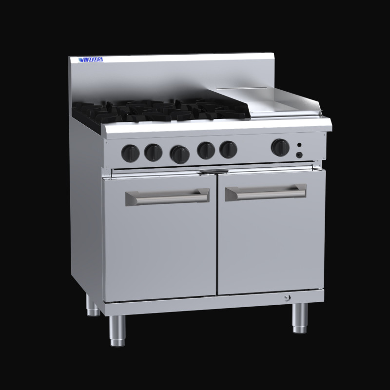Luus RS-4B3P 4 Burner 300mm Griddle with Static Oven