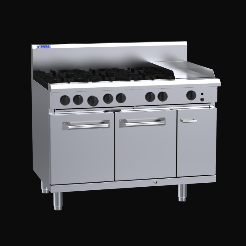 Luus RS-6B3P 6 Burner 300mm Griddle with Static Oven