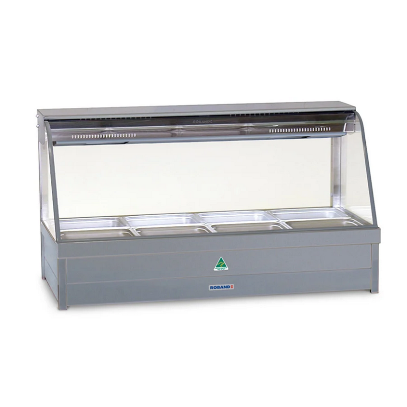 Roband C25RD   Curved Glass Hot Food Display Bar, 10 pans double row with roller doors