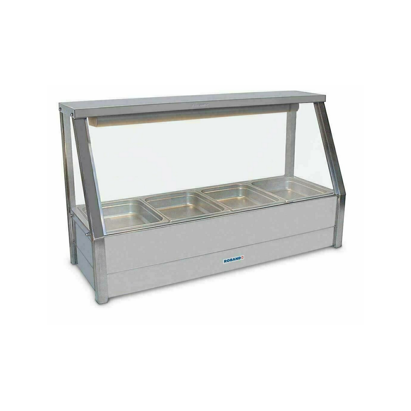 Roband E16RD   Straight Glass Hot Food Display Bar, 6 pans single row with roller doors