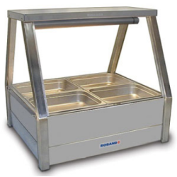 Roband E22RD   Straight Glass Hot Food Display Bar, 4 pans double row with roller doors