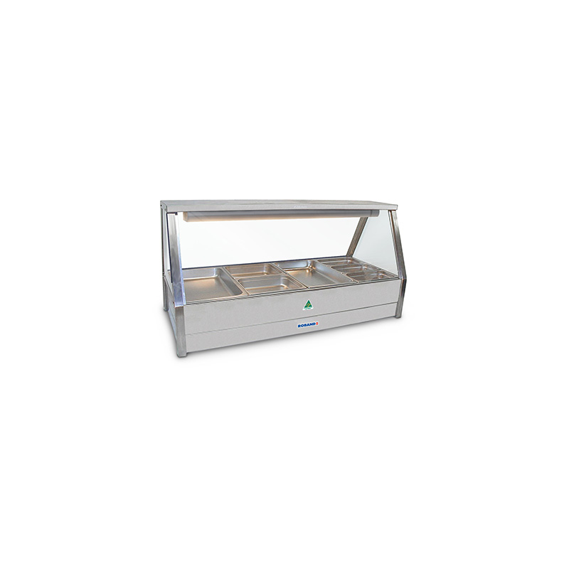 Roband E24RD   Straight Glass Hot Food Display Bar, 8 pans double row with roller doors
