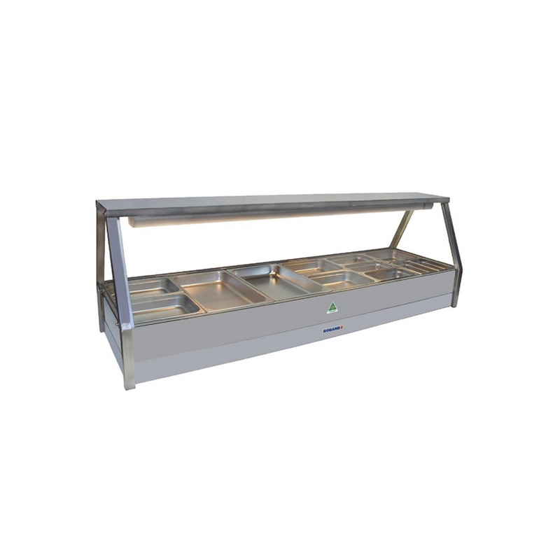 Roband E26RD   Straight Glass Hot Food Display Bar, 12 pans double row with roller door
