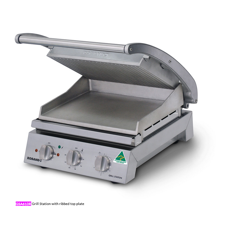 Roband GSA610R   Grill Station 6 slice, ribbed top plate, 9.6 Amp