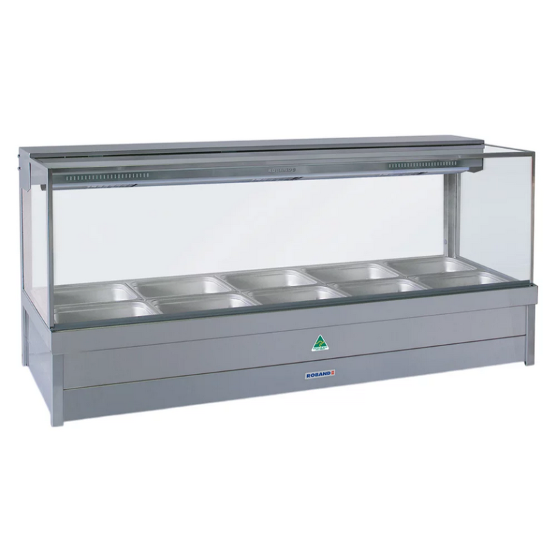 Roband S25RD   Square Glass Hot Food Display Bar, 10 pans double row with roller doors