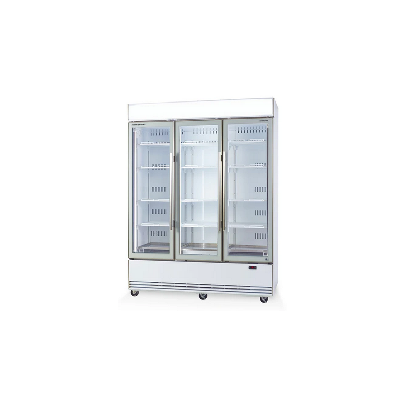 Skope BME1500N-AC 3 Glass Door Display or Storage Fridge,  Lit Sign