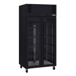 Pearl - Slim Two Door Black Colorbond Upright Display Refrigerator