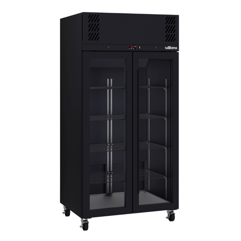 Pearl - Slim Two Door Black Colorbond Upright Display Refrigerator