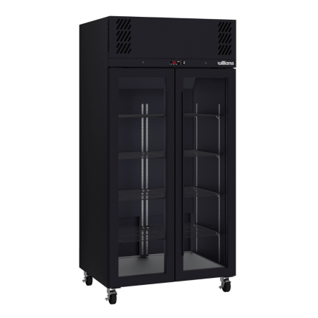 Pearl - Slim Two Door Black Colorbond Upright Display Refrigerator